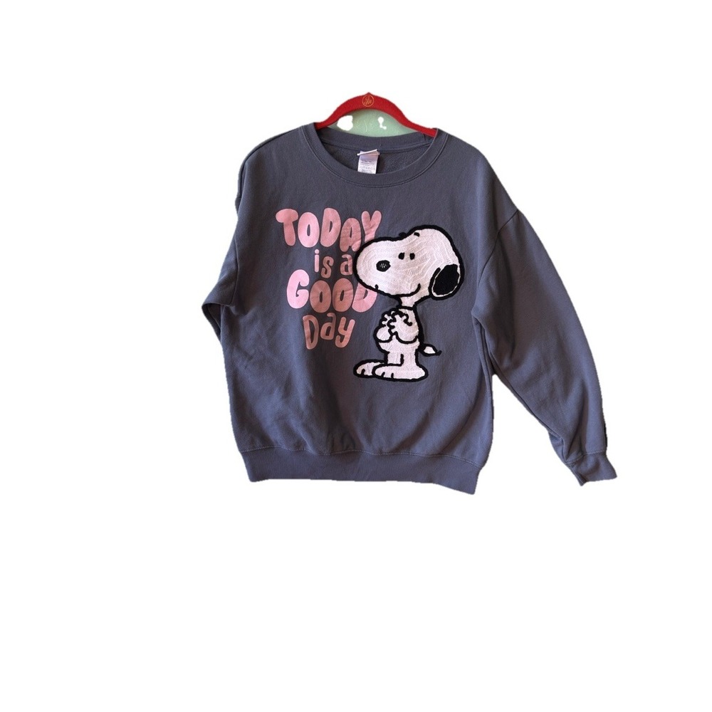 Peanuts Snoopy "Today Is A Good Day" Embroidered Sweatshirt Size L